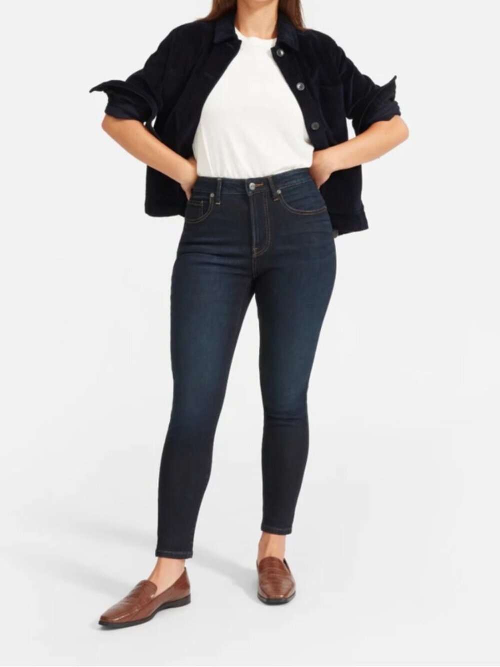 Everlane The Curvy High-Rise Skinny Jean Dark Indigo Size 33 Regular NWOT